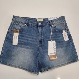 Project Rebel Women's Sustainable Denim Midi Shorts Blue Size 13 New